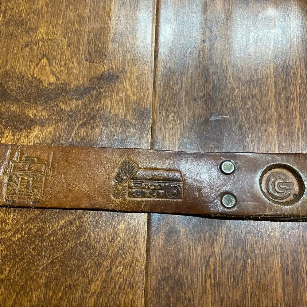 Kenworth Vintage Trucker G.I. Joe Brown Leather Embossed Belt Men's Size 30